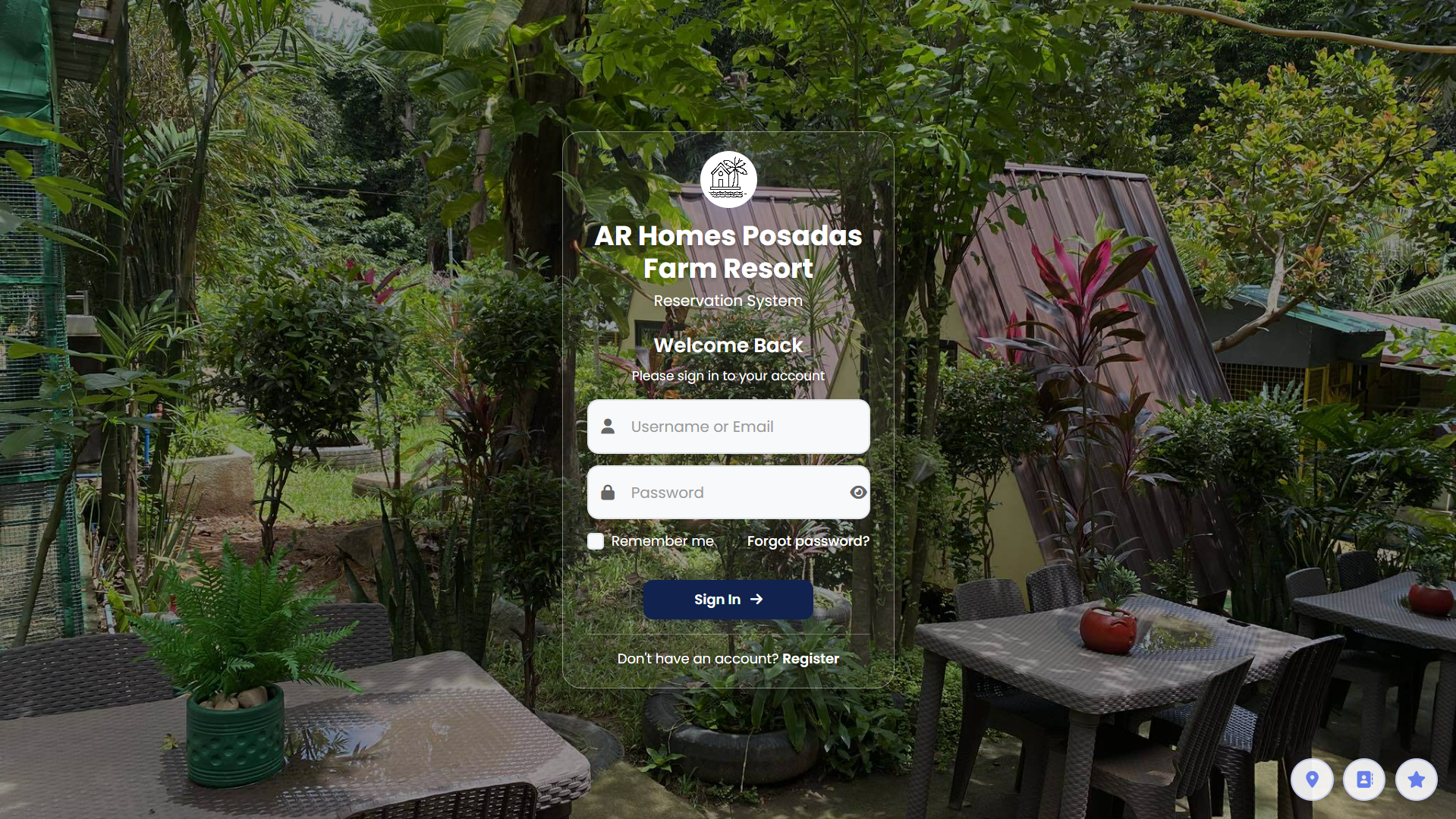 AR HOMES POSADAS Farm Resort Reservation System